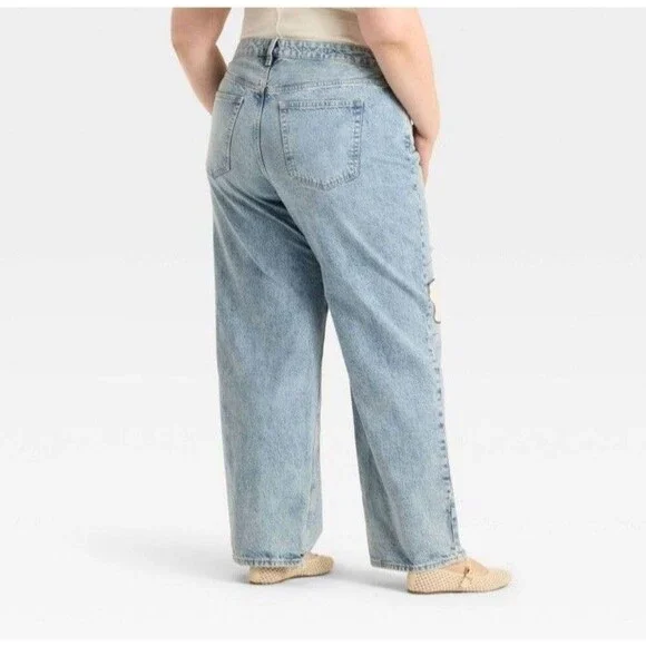 Universal Thread Women's Mid-Rise Patchwork 90's Baggy Jeans Light Wash Size 12 - Picture 9 of 10